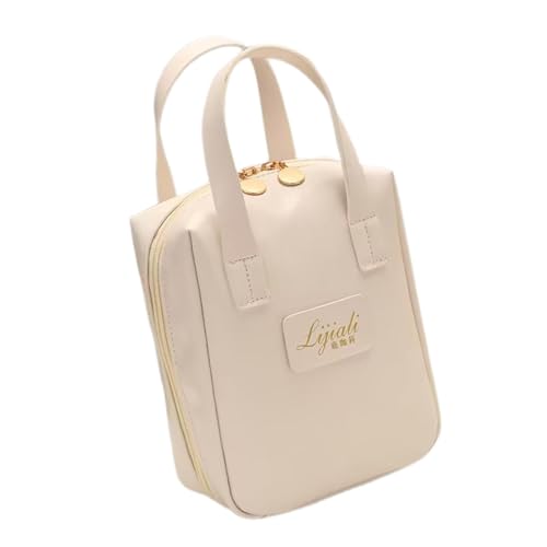 Make-up-Tasche aus Leder – Make-up-Organizer-Tasche | Reisetasche mit Trennwand und Griff, Kosmetiktasche, tragbare Make-up-Aufbewahrung für Damen und Mädchen, weiß, Refer to description, Unisex von Generisch