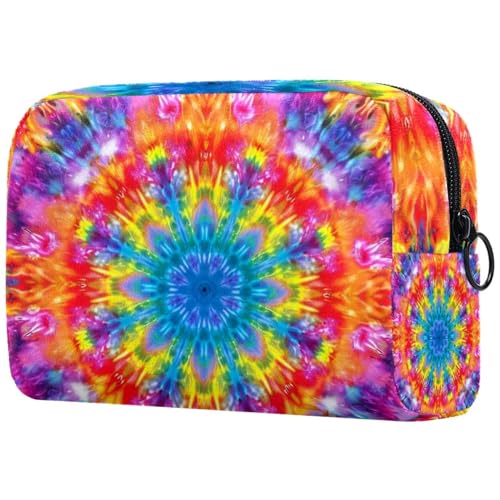 Make-up-Tasche für Damen, Batikdruck, mit Reißverschluss, Kulturbeutel, Reise-Kosmetik-Organizer, multi, 18.5x7.5x13cm/7.3x3x5.1in, Art déco von Generisch