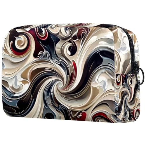 Make-up-Tasche für Damen, abstraktes künstlerisches Wirbelmuster, mit Reißverschluss, Kulturbeutel, Reise-Kosmetik-Organizer, multi, 18.5x7.5x13cm/7.3x3x5.1in, Art déco von Generisch