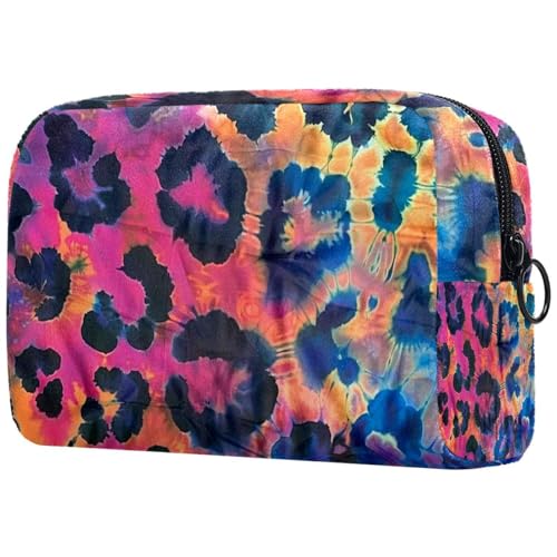 Make-up-Tasche für Damen, niedliche Kosmetiktasche, Batik-Leopardenmuster, leicht, Kulturbeutel, Organizer, Aufbewahrungstasche für Mädchen, Frauen und Mütter, multi, 18.5x7.5x13cm/7.3x3x5.1in, Art von Generisch