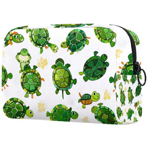 Make-up-Tasche für Damen, niedliche Kosmetiktasche, Cartoon-Design, lustiges Schildkrötenmuster, leicht, Kulturbeutel, Organizer, Aufbewahrungstasche für Mädchen, Frauen und Mütter, multi, von Generisch