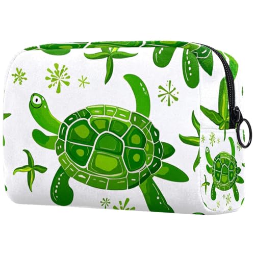 Make-up-Tasche für Damen, niedliche Kosmetiktasche, Cartoon-Schildkröte, grün, leicht, Kulturbeutel, Organizer, Aufbewahrungstasche für Mädchen, Frauen und Mütter, multi, 18.5x7.5x13cm/7.3x3x5.1in, von Generisch