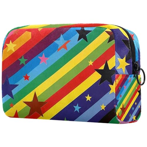 Make-up-Tasche für Damen, niedliche Kosmetiktasche, Regenbogen-Sternmuster, leicht, Kulturbeutel, Make-up-Tasche, Organizer, Aufbewahrungstasche für Mädchen, Frauen und Mütter, multi, von Generisch