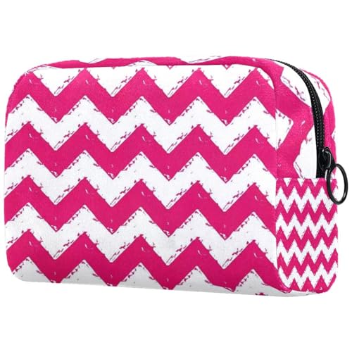 Make-up-Tasche für Damen, niedliche Kosmetiktasche, Zickzack-Muster, leicht, Kulturbeutel, Organizer, Aufbewahrungstasche für Mädchen, Frauen und Mütter, Geschenk, multi, 18.5x7.5x13cm/7.3x3x5.1in, von Generisch