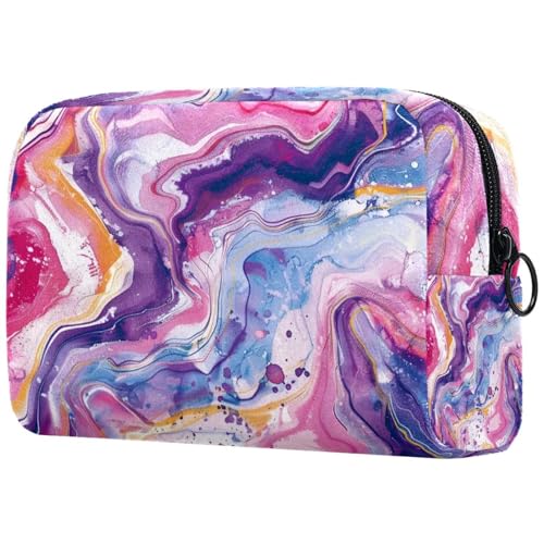 Make-up-Tasche für Damen, niedliche Kosmetiktasche, abstraktes rosa Marmor-Texturmuster, leichte Kulturbeutel, Organizer, Aufbewahrungstasche für Mädchen, Frauen und Mütter, multi, von Generisch