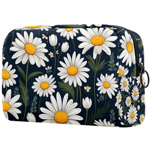 Make-up-Tasche für Damen, niedliche Kosmetiktasche, kleines Gänseblümchen-Muster, leicht, Kulturbeutel, Organizer, Aufbewahrungstasche für Mädchen, Frauen und Mütter, mehrfarbig 5, von Generisch