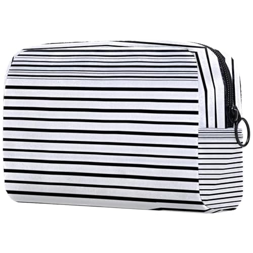 Make-up-Tasche für Damen, niedliche Kosmetiktasche, schwarz-weiß gestreift, leicht, Kulturbeutel, Organizer, Aufbewahrungstasche für Mädchen, Frauen und Mütter, multi, 18.5x7.5x13cm/7.3x3x5.1in, Art von Generisch