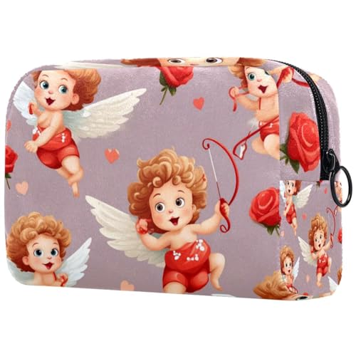 Make-up-Tasche für Geldbörse, Reise-Kosmetiktasche, Make-up-Tasche, tragbar, vielseitig, Reißverschlusstasche für Damen, Amor Angel Purity, mehrfarbig 3, 18.5x7.5x13cm/7.3x3x5.1in, Art déco von Generisch