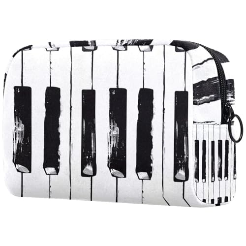 Make-up-Tasche für Geldbörse, Reise-Kosmetiktasche, Make-up-Tasche, tragbar, vielseitig, Reißverschlusstasche für Damen, Klaviertasten-Druck, multi, 18.5x7.5x13cm/7.3x3x5.1in, Art déco von Generisch