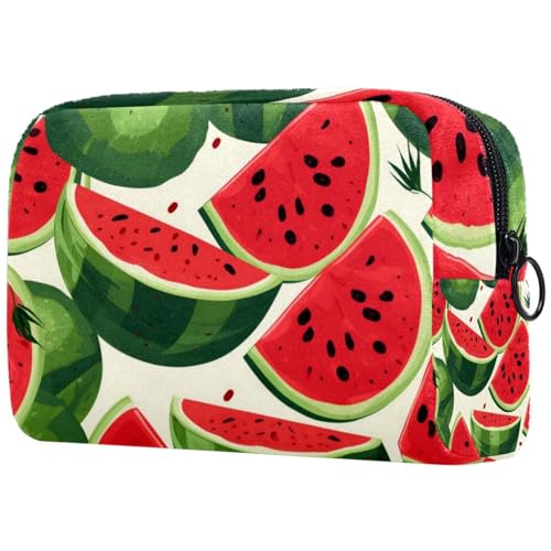 Make-up-Tasche für Geldbörse, Reise-Kosmetiktasche, Make-up-Tasche, tragbar, vielseitig, Reißverschlusstasche für Damen, Wassermelonen-Muster, Mehrfarbig 7, 18.5x7.5x13cm/7.3x3x5.1in, Art déco von Generisch