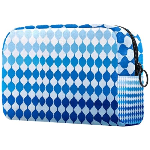 Make-up-Tasche für Geldbörse, Reise-Kosmetiktasche, Make-up-Tasche, tragbar, vielseitig, Reißverschlusstasche für Damen, blau, geometrisches Farbverlaufsmuster, multi, 18.5x7.5x13cm/7.3x3x5.1in, Art von Generisch
