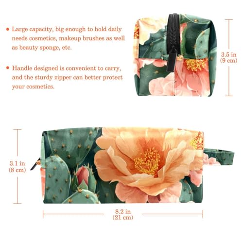 Make-up-Tasche mit Halloween-Totenkopf-Muster, wasserabweisend, Leder, Kulturbeutel, Reisetasche mit Griff, tragbare Kosmetiktasche für Damen, Herren, Mädchen, Mehrfarbig 05, 8.2x3.1x3.5 in/21x8x9 cm von Generisch