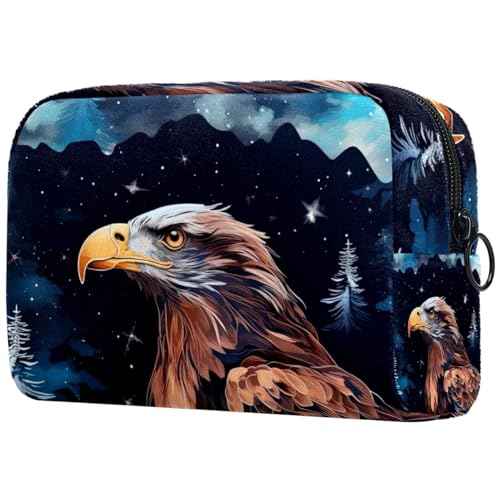 Make-up-Tasche mit Hawk Starry Print, Kosmetiktasche für Damen, große Make-up-Tasche, Organizer, Make-up-Kulturbeutel, Mehrfabig 8, 18.5x7.5x13cm/7.3x3x5.1in, Art déco von Generisch