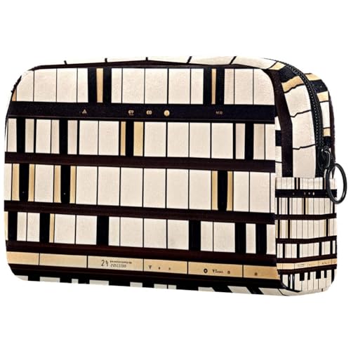 Make-up-Tasche mit Klaviertasten-Aufdruck, Kosmetiktasche für Damen, große Make-up-Tasche, Organizer, Make-up-Kulturbeutel, multi, 18.5x7.5x13cm/7.3x3x5.1in, Art déco von Generisch