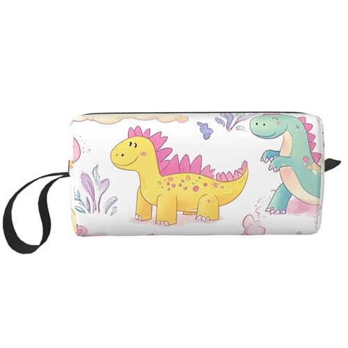 Make-up-Tasche mit Regenbogen-Dinosaurier-Motiv, wasserabweisend, Reise-Kulturbeutel, Organizer für Damen und Herren, Cartoon-Dino, Kosmetik-Aufbewahrungstasche mit Reißverschluss, tragbare kleine von Generisch