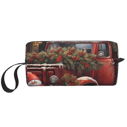 Make-up-Tasche mit Reißverschluss, wasserabweisend, Reise-Kulturbeutel, Organizer für Damen und Herren, Weihnachten, Schneemann, Kosmetiktasche mit Reißverschluss, tragbar, kleine Werkzeugtasche von Generisch