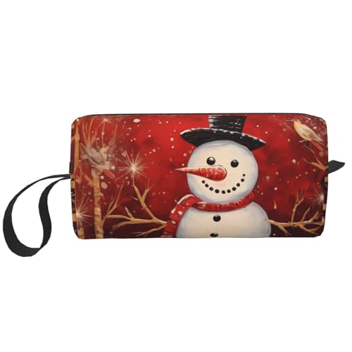 Make-up-Tasche mit Schneemann-Baum, wasserabweisend, Reise-Kulturbeutel, Organizer für Damen und Herren, Weihnachts-Kosmetik-Aufbewahrungstasche mit Reißverschluss, tragbare kleine Werkzeugtasche von Generisch