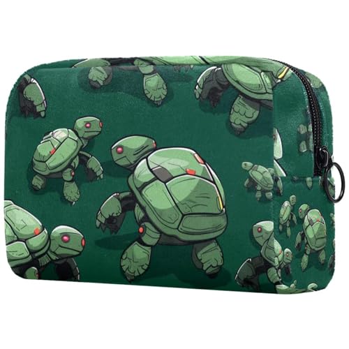 Make-up-Tasche mit abstrakten mechanischen Schildkröten-Aufdrucken, Kosmetiktasche für Damen, große Make-up-Tasche, Organizer, Make-up-Kulturbeutel, multi, 18.5x7.5x13cm/7.3x3x5.1in, Art déco von Generisch