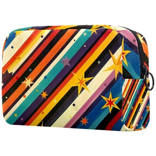Make-up-Tasche mit hübschem Regenbogen-Sterne-Muster – Kosmetiktasche für Damen, große Make-up-Tasche, Organizer, Make-up-Kulturbeutel, multi, 18.5x7.5x13cm/7.3x3x5.1in, Art déco von Generisch