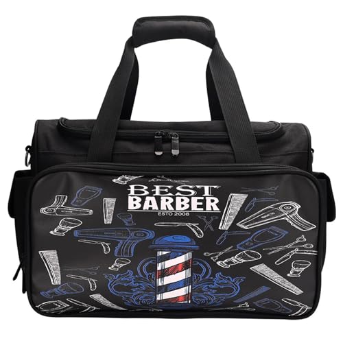 Make-up-Tasche – große Kapazität, Friseur-Werkzeugtasche, tragbarer Friseur-Werkzeugkasten, Salon mit mehreren Fächern, robuster Salon-Schulter-Organizer, schwarz, siehe Beschreibung, Schwarz , Se von Generisch