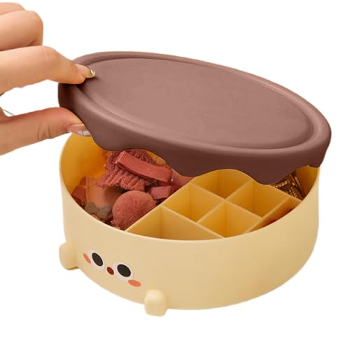 Makeup-Organizer Mit Spiegel - Schmuckdose Mit Rundem Kosmetikspiegel,Niedliche Kuchenoptik Kosmetiktasche Tragbar Für Pinsel, Ketten & Schmuck von Generisch