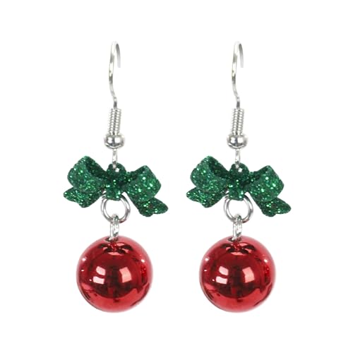 Malachit Ohrringe Weihnachtsohrringe Kreative Schleife Weihnachtsrote Perlenohrringe Weihnachtsserie Ornamente ene Ohrringe Gesetzt (Silver, One Size) von Generisch