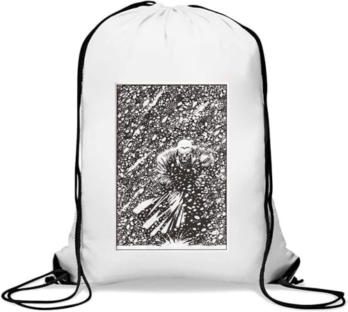 Man Walking Through Snow Storm Gym Sack Casual Drawstring Bag White von Generisch