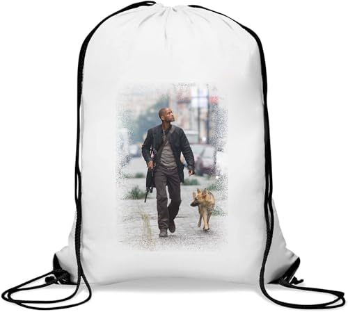 Man Walking a Dog Gym Sack Casual Drawstring Bag White von Generisch
