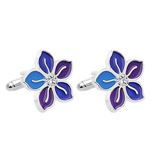 Manschettenknöpfe 2 Paar Manschettenknöpfe mit blauem Blumenhemd von Generisch