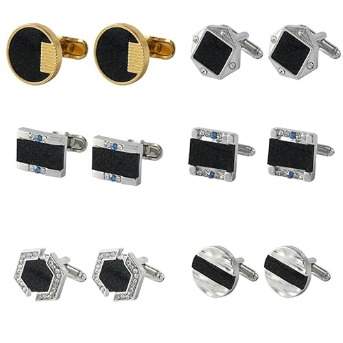 Manschettenknöpfe 6 Paar Herren Legierung Diamant Manschettenknöpfeeinfache runde französische Hemd Manschettenknöpfe Manschettenknöpfe 6 Paar Herren Legierung Diamant Manschettenknöpfeeinfache runde französische Hemd Manschettenknöpfe von Generisch