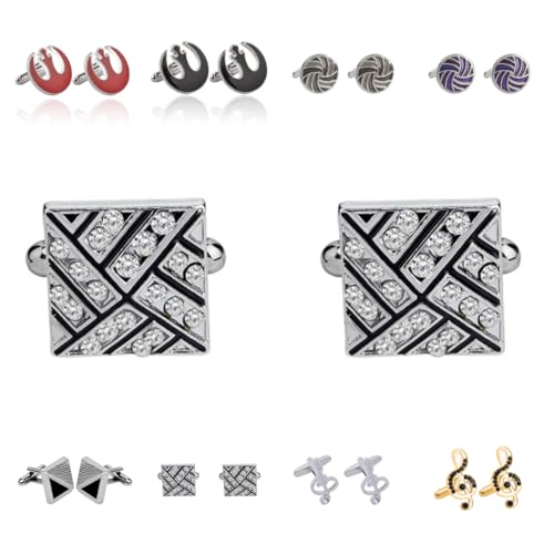 Manschettenknöpfe Herren 1 Paar Banknoten Quadratische Runde Intarsienform Französisches Herrenanzughemd Manschettenknöpfe von Generisch