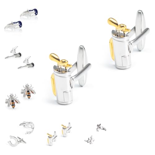 Manschettenknöpfe Herren 1 Paar Bee Iris Golftasche Hufeisen Gitarrenform Französischer Herrenanzug Hemd Manschettenknöpfe von Generisch