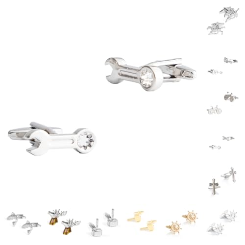 Manschettenknöpfe Herren 1 Paar Hammer Boot Anker Fahrrad Schlüssel Gitarre Fisch Weihnachten Elch Form Französisch Herren Anzug Hemd Manschettenknöpfe von Generisch