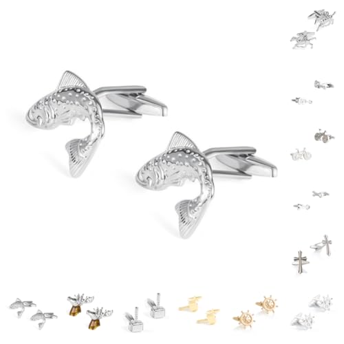 Manschettenknöpfe Herren 1 Paar Hammer Boot Anker Fahrrad Schlüssel Gitarre Fisch Weihnachten Elch Form Französisch Herren Anzug Hemd Manschettenknöpfe von Generisch