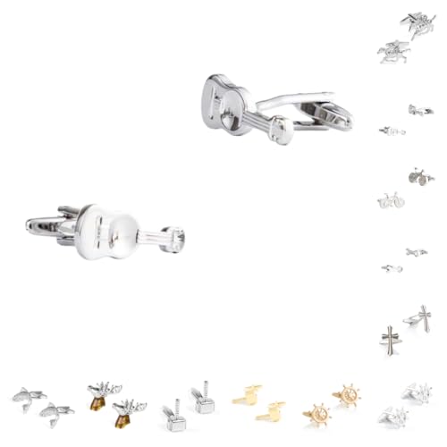 Manschettenknöpfe Herren 1 Paar Hammer Boot Anker Fahrrad Schlüssel Gitarre Fisch Weihnachten Elch Form Französisch Herren Anzug Hemd Manschettenknöpfe von Generisch