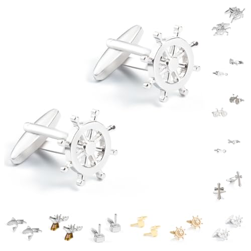 Manschettenknöpfe Herren 1 Paar Hammer Boot Anker Fahrrad Schlüssel Gitarre Fisch Weihnachten Elch Form Französisch Herren Anzug Hemd Manschettenknöpfe von Generisch