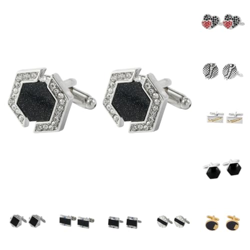 Manschettenknöpfe Herren 1 Paar Liebe Sternenhimmel Geometrisch Sechseckig Golf Stil Französisch Herren Anzug Hemd Manschettenknöpfe von Generisch