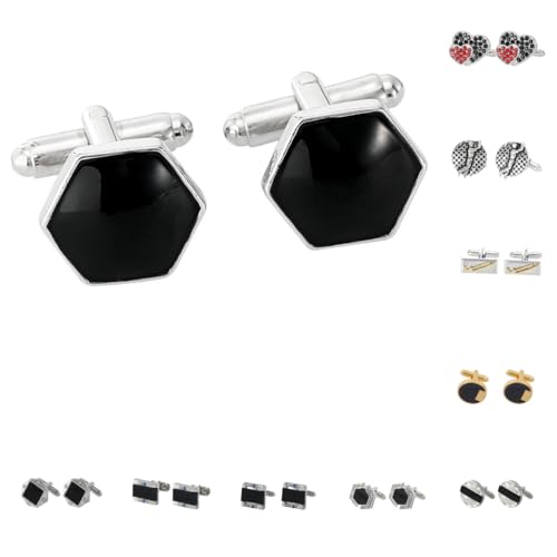Manschettenknöpfe Herren 1 Paar Liebe Sternenhimmel Geometrisch Sechseckig Golf Stil Französisch Herren Anzug Hemd Manschettenknöpfe von Generisch