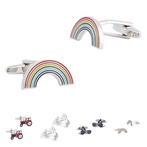 Manschettenknöpfe Herren 1 Paar Notizen Regenbogen Sonnenbrille Rot Traktor Form Französischer Herrenanzug Hemd Manschettenknöpfe von Generisch
