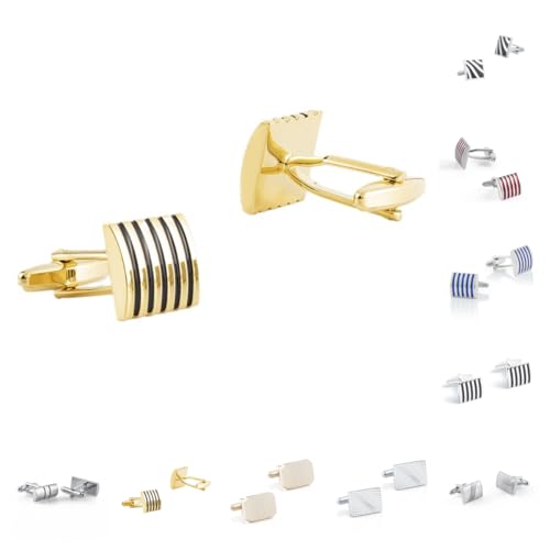 Manschettenknöpfe Herren 1 Paar Quadratisch Gestreifte Manschettenknöpfe Für Herren Mit Wellenmuster von Generisch