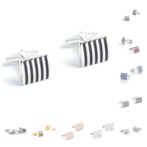 Manschettenknöpfe Herren 1 Paar Quadratisch Gestreifte Manschettenknöpfe Für Herren Mit Wellenmuster von Generisch