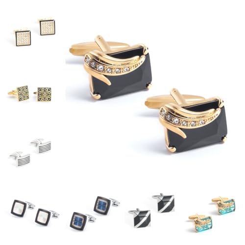 Manschettenknöpfe Herren 1 Paar Quadratische, Diamantbesetzte, Gestreifte Manschettenknöpfe Mit Vintage-Muster Für Herren von Generisch