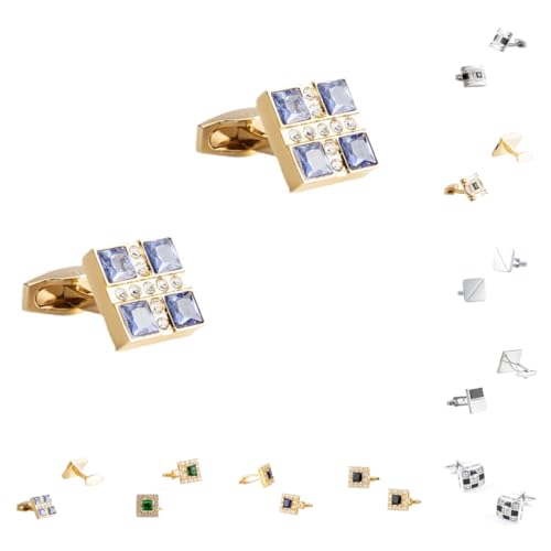 Manschettenknöpfe Herren 1 Paar Quadratische, Eingelegte Manschettenknöpfe Aus Glänzend Gebürstetem Französischem Herrenanzug Aus Zirkon von Generisch