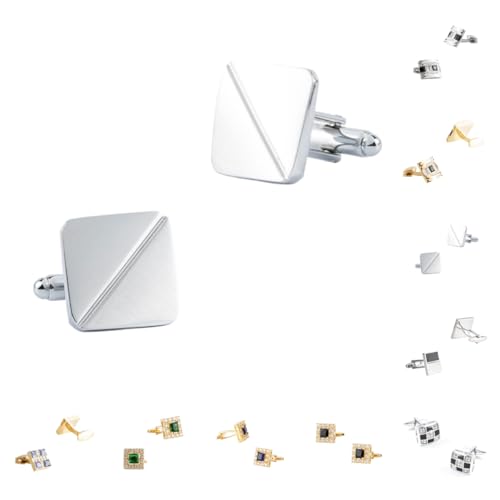 Manschettenknöpfe Herren 1 Paar Quadratische, Eingelegte Manschettenknöpfe Aus Glänzend Gebürstetem Französischem Herrenanzug Aus Zirkon von Generisch