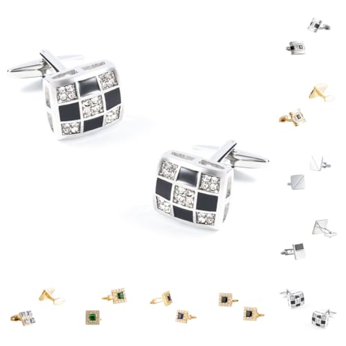 Manschettenknöpfe Herren 1 Paar Quadratische, Eingelegte Manschettenknöpfe Aus Glänzend Gebürstetem Französischem Herrenanzug Aus Zirkon von Generisch