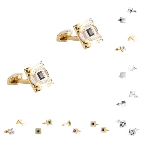 Manschettenknöpfe Herren 1 Paar Quadratische, Eingelegte Manschettenknöpfe Aus Glänzend Gebürstetem Französischem Herrenanzug Aus Zirkon von Generisch