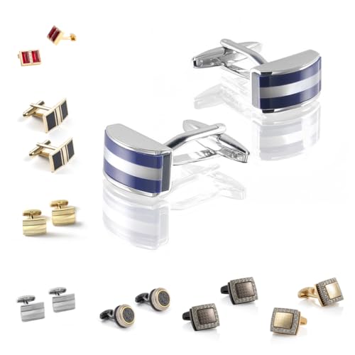 Manschettenknöpfe Herren 1 Paar Quadratische Intarsien Mit Zirkon-Gestreiften Manschettenknöpfen Für Herren von Generisch