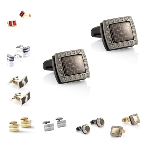 Manschettenknöpfe Herren 1 Paar Quadratische Intarsien Mit Zirkon-Gestreiften Manschettenknöpfen Für Herren von Generisch