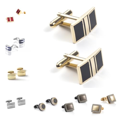 Manschettenknöpfe Herren 1 Paar Quadratische Intarsien Mit Zirkon-Gestreiften Manschettenknöpfen Für Herren von Generisch