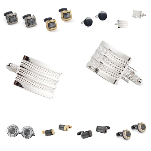 Manschettenknöpfe Herren 1 Paar Quadratische Manschettenknöpfe Mit Quadratischem Vertikalem Muster Und Schwarzem Muster Für Männer von Generisch